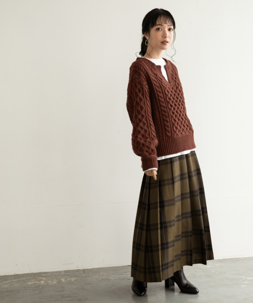 LOWRYS FARM（ローリーズファーム）の「チェックキルトスカート　855008（スカート・レディース・カーキ/ブラウン/レッド/ブラウン系その他/イエロー・MEDIUM/LARGE）」の7枚目の写真