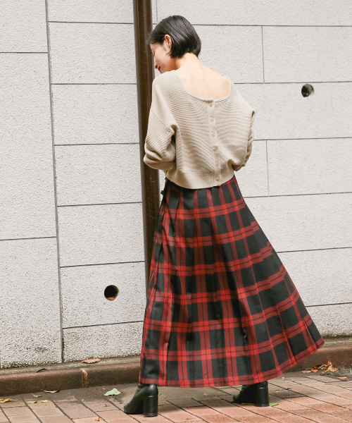LOWRYS FARM（ローリーズファーム）の「チェックキルトスカート　855008（スカート・レディース・カーキ/ブラウン/レッド/ブラウン系その他/イエロー・MEDIUM/LARGE）」の8枚目の写真