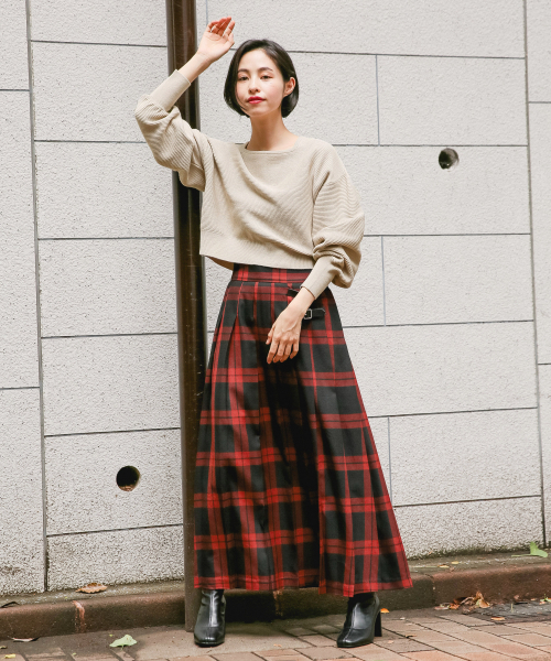 LOWRYS FARM（ローリーズファーム）の「チェックキルトスカート　855008（スカート・レディース・カーキ/ブラウン/レッド/ブラウン系その他/イエロー・MEDIUM/LARGE）」の9枚目の写真