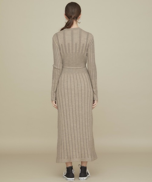 STUDIOUS（ステュディオス）の「【STUDIOUS】マルチリブロングニットワンピース（チュニック・レディース・ブラック/ベージュ/グリーン・FREE）」の8枚目の写真