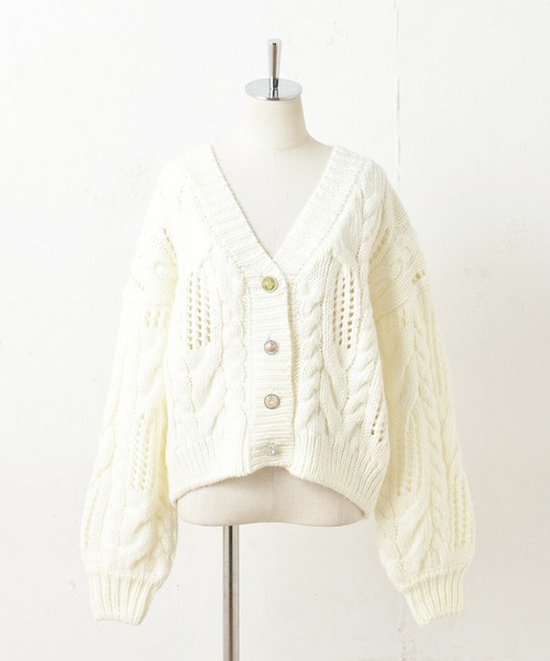 one after another NICE CLAUP（ワンアフターアナザーナイスクラップ）の「色々ボタンロービングニットカーディガン（カーディガン/ボレロ・レディース・アイボリー/グリーン/ミント/ピンクベージュ・FREE）」の19枚目の写真
