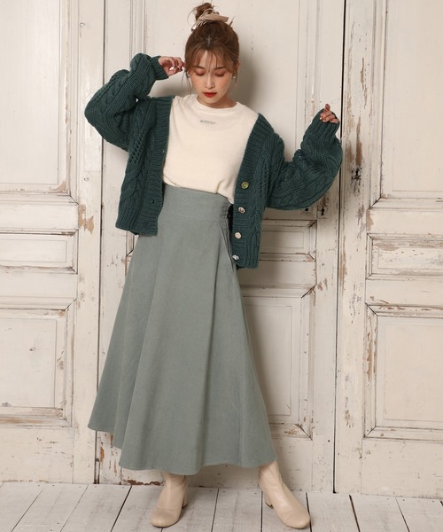 one after another NICE CLAUP（ワンアフターアナザーナイスクラップ）の「色々ボタンロービングニットカーディガン（カーディガン/ボレロ・レディース・アイボリー/グリーン/ミント/ピンクベージュ・FREE）」の7枚目の写真