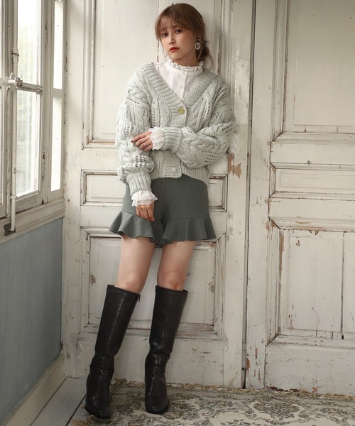 one after another NICE CLAUP（ワンアフターアナザーナイスクラップ）の「色々ボタンロービングニットカーディガン（カーディガン/ボレロ・レディース・アイボリー/グリーン/ミント/ピンクベージュ・FREE）」の14枚目の写真