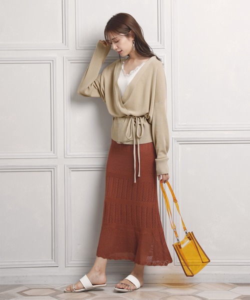 titivate(ティティベイト)の「カシュクールカーディガン/ライトニット(カーディガン/ボレロ・レディース・ブラック/ブルーグレー/ライトベージュ/チャコール・FREE)」の12枚目の写真
