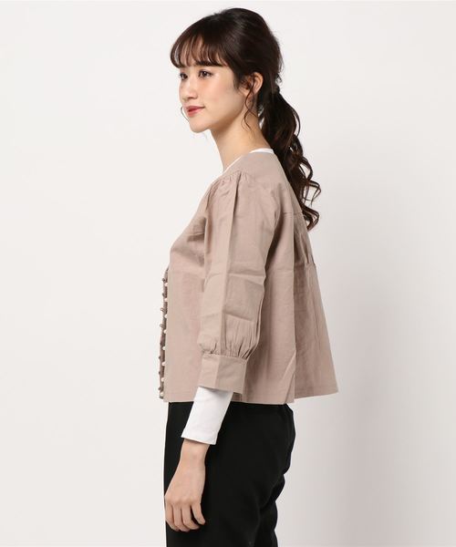 flower（フラワー）の「ネイチャージャケット（ノーカラージャケット・レディース・ピンク/アイボリー・FREE）」の3枚目の写真