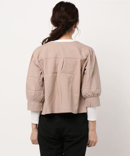 flower（フラワー）の「ネイチャージャケット（ノーカラージャケット・レディース・ピンク/アイボリー・FREE）」の4枚目の写真