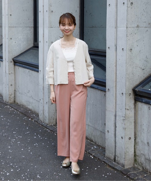 flower（フラワー）の「ネイチャージャケット（ノーカラージャケット・レディース・ピンク/アイボリー・FREE）」の8枚目の写真