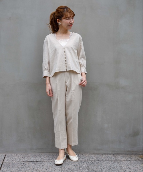 flower（フラワー）の「ネイチャージャケット（ノーカラージャケット・レディース・ピンク/アイボリー・FREE）」の10枚目の写真