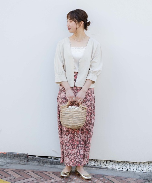 flower（フラワー）の「ネイチャージャケット（ノーカラージャケット・レディース・ピンク/アイボリー・FREE）」の9枚目の写真