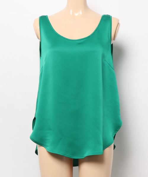 ADAM ET ROPE'（アダムエロペ）の「サテンタンクトップ（タンクトップ・レディース・オフホワイト/グリーン・FREE）」の9枚目の写真