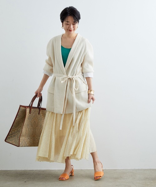 ADAM ET ROPE'（アダムエロペ）の「サテンタンクトップ（タンクトップ・レディース・オフホワイト/グリーン・FREE）」の10枚目の写真