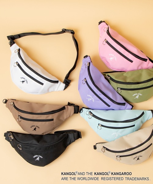 KANGOL（カンゴール）の「∴WEGO/KANGOL SPORT 別注リングロゴウエストバッグ（ボディバッグ/ウエストポーチ・メンズ・ホワイト/ブラック/ベージュ/カーキ/サックスブルー/ライトピンク/ブラウン/ライトパープル・FREE）」の12枚目の写真