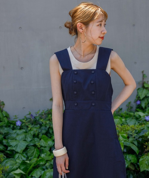 flower（フラワー）の「エプロンマリンワンピース（ワンピース・レディース・アイボリー/ネイビー・FREE）」の7枚目の写真