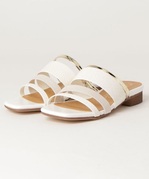 chumchum（チャムチャム）の「mjk/スクエアーメタルコンビサンダル（サンダル・レディース・イエロー系その他2/ホワイト系その他2/ブラック系その他2・M/S/L）」の2枚目の写真