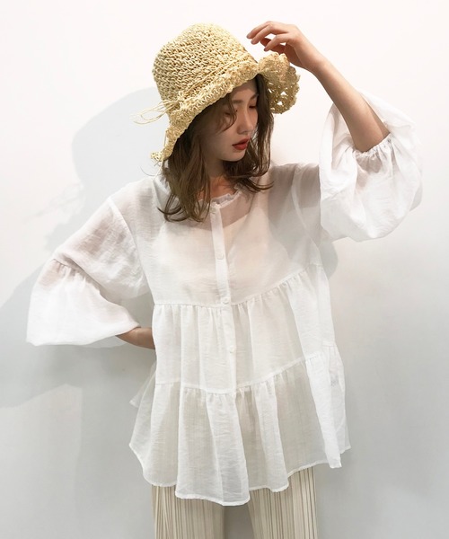 one after another NICE CLAUP（ワンアフターアナザーナイスクラップ）の「【ZOZO限定】前後２Wayティアードチュニック（シャツ/ブラウス・レディース・ブラック/オフホワイト/モカ/ピンクベージュ・FREE）」の21枚目の写真