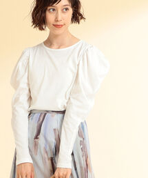 Ray BEAMS | Ray BEAMS / パワーショルダー クルーネック Tシャツ(Tシャツ/カットソー)