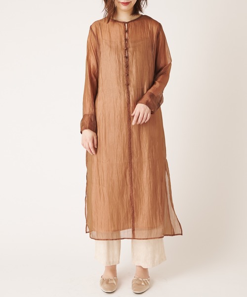 natural couture（ナチュラルクチュール）の「シルキーシアーシャツ（シャツ/ブラウス・レディース・ピンク/アイボリー/キャメル・FREE）」の14枚目の写真