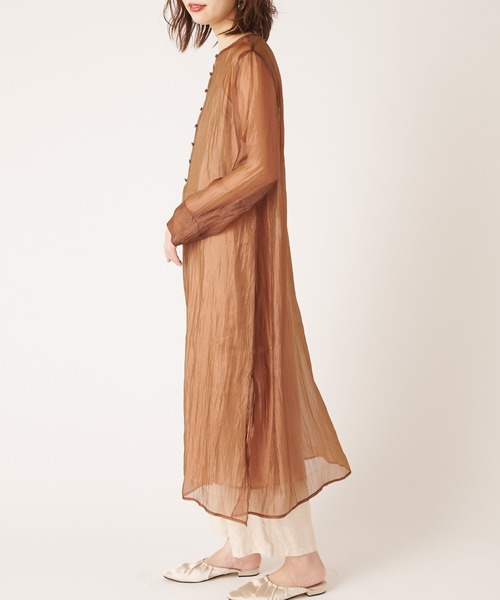 natural couture（ナチュラルクチュール）の「シルキーシアーシャツ（シャツ/ブラウス・レディース・ピンク/アイボリー/キャメル・FREE）」の15枚目の写真