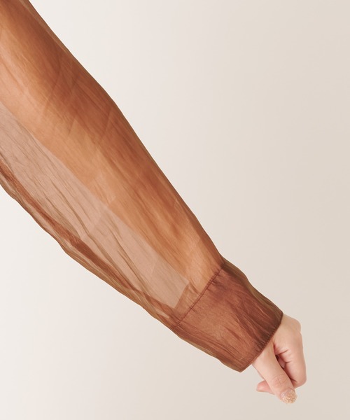 natural couture（ナチュラルクチュール）の「シルキーシアーシャツ（シャツ/ブラウス・レディース・ピンク/アイボリー/キャメル・FREE）」の18枚目の写真