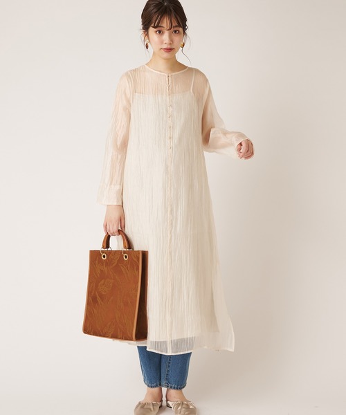 natural couture（ナチュラルクチュール）の「シルキーシアーシャツ（シャツ/ブラウス・レディース・ピンク/アイボリー/キャメル・FREE）」の5枚目の写真