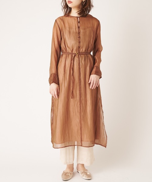 natural couture（ナチュラルクチュール）の「シルキーシアーシャツ（シャツ/ブラウス・レディース・ピンク/アイボリー/キャメル・FREE）」の20枚目の写真