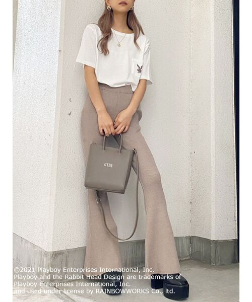 GYDA（ジェイダ）の「H/Wリブニットフレアパンツ（その他パンツ・レディース・ブラック/ベージュ/グリーン・FREE）」の4枚目の写真