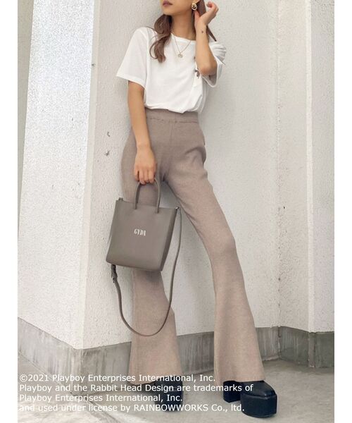 GYDA（ジェイダ）の「H/Wリブニットフレアパンツ（その他パンツ・レディース・ブラック/ベージュ/グリーン・FREE）」の12枚目の写真