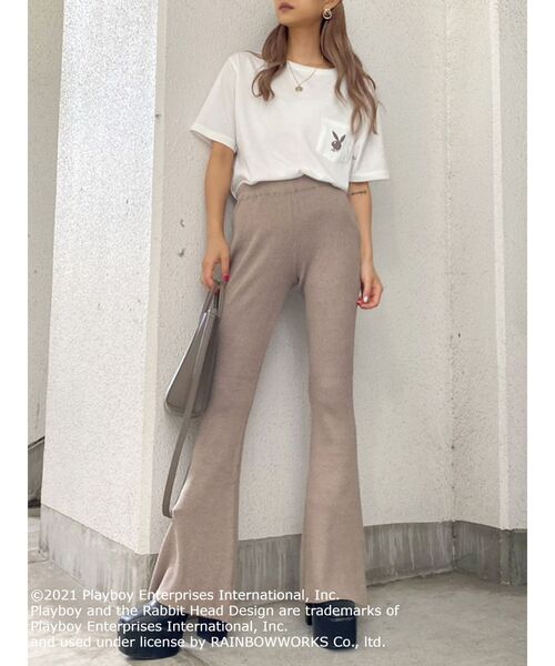 GYDA（ジェイダ）の「H/Wリブニットフレアパンツ（その他パンツ・レディース・ブラック/ベージュ/グリーン・FREE）」の5枚目の写真