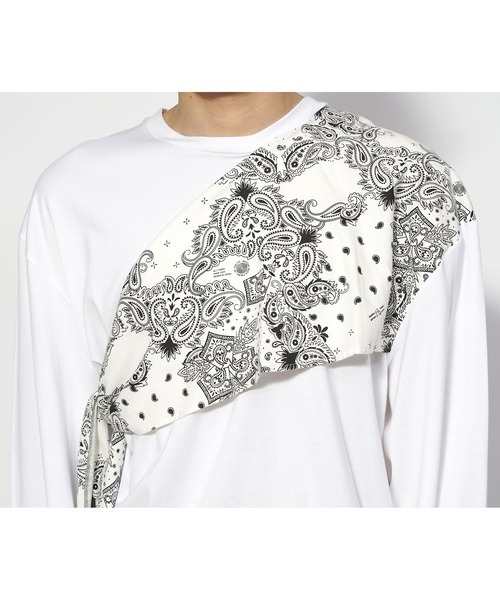 ヨッピー Tシャツ POWER SCARF THUNDER PRINT T(M Black): Y's.｜THE SHOP YOHJI YAMAMOTO