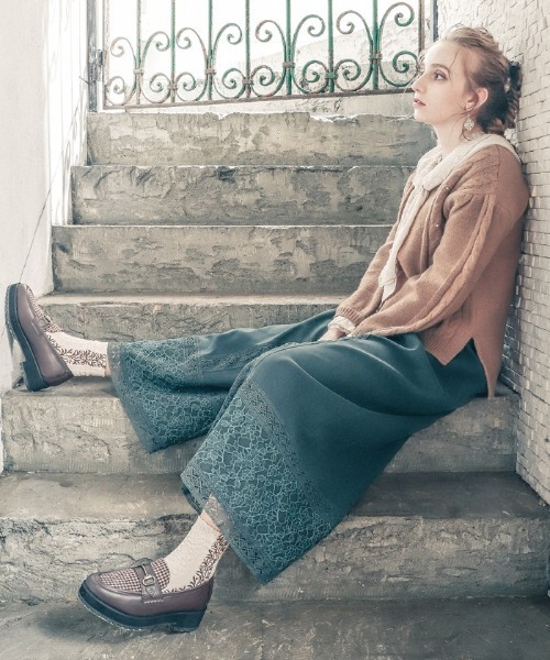 axes femme（アクシーズファム）の「レースラインフレアパンツ（その他パンツ・レディース・グリーン系その他/ブラック/その他・MEDIUM）」の3枚目の写真