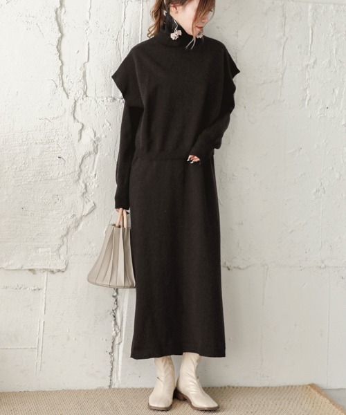 トップス ニット セータータートルベストワンピースセット ニット セーター La Gemme ラジエム のファッション 見事な ニット セーター