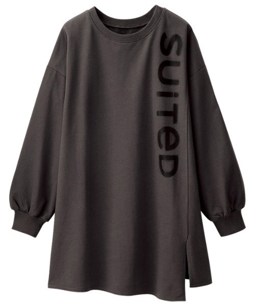 GeeRA(ジーラ)の「ロゴデザインチュニック(Tシャツ/カットソー・レディース・チャコール/サンドグレー/ブラック・LARGE/X-LARGE/MEDIUM)」の4枚目の写真