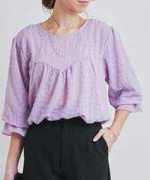 【Fizz/フィズ】　ベルスリーブ　シャーリング素材ブラウス