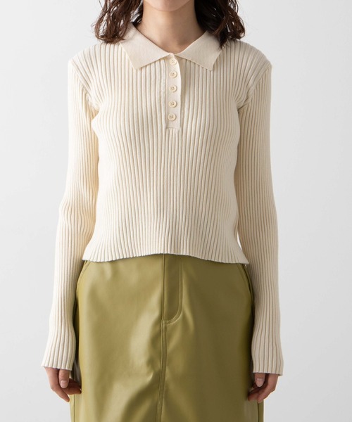 WEGO（ウィゴー）の「WEGO/襟付きリブニット（ニット/セーター・レディース・ブルー/アイボリー・FREE）」の9枚目の写真