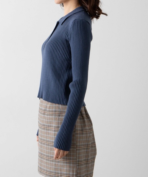 WEGO（ウィゴー）の「WEGO/襟付きリブニット（ニット/セーター・レディース・ブルー/アイボリー・FREE）」の11枚目の写真