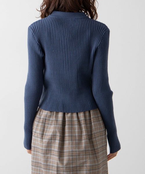 WEGO（ウィゴー）の「WEGO/襟付きリブニット（ニット/セーター・レディース・ブルー/アイボリー・FREE）」の12枚目の写真