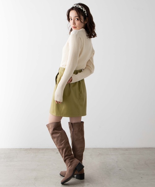 WEGO（ウィゴー）の「WEGO/襟付きリブニット（ニット/セーター・レディース・ブルー/アイボリー・FREE）」の5枚目の写真