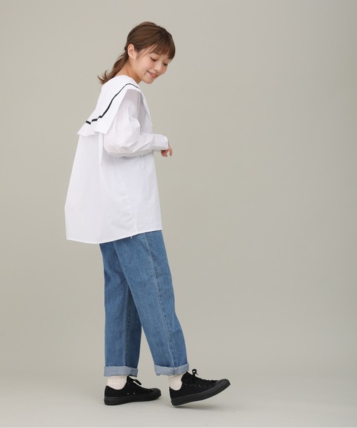 sakishimatokyo（サキシマトーキョー）の「【ZOZO限定】サキシマamp「シンプルセーラーカラーシャツ/ビックカラーデザインボリューム袖ブラウス」（シャツ/ブラウス・レディース・ホワイト/ブラック・FREE）」の6枚目の写真