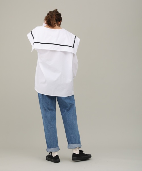 sakishimatokyo（サキシマトーキョー）の「【ZOZO限定】サキシマamp「シンプルセーラーカラーシャツ/ビックカラーデザインボリューム袖ブラウス」（シャツ/ブラウス・レディース・ホワイト/ブラック・FREE）」の7枚目の写真