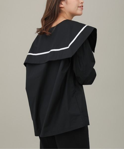 sakishimatokyo（サキシマトーキョー）の「【ZOZO限定】サキシマamp「シンプルセーラーカラーシャツ/ビックカラーデザインボリューム袖ブラウス」（シャツ/ブラウス・レディース・ホワイト/ブラック・FREE）」の8枚目の写真