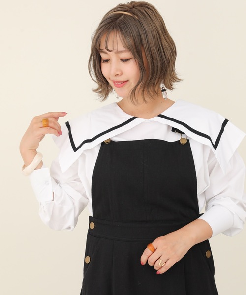 sakishimatokyo（サキシマトーキョー）の「【ZOZO限定】サキシマamp「シンプルセーラーカラーシャツ/ビックカラーデザインボリューム袖ブラウス」（シャツ/ブラウス・レディース・ホワイト/ブラック・FREE）」の16枚目の写真