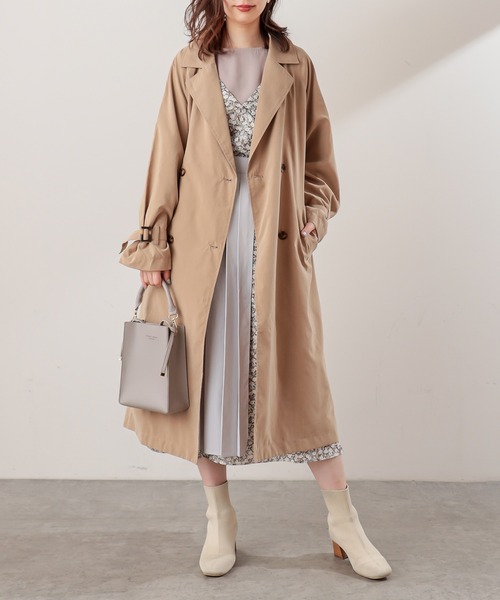 natural couture（ナチュラルクチュール）の「【WEB限定カラー有り】キャンディースリーブロングトレンチコート（トレンチコート・レディース・ベージュ/カーキ/モカ/グレイッシュベージュ・FREE）」の3枚目の写真