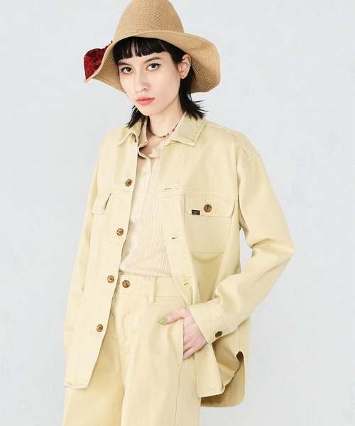 Lee（リー）の「【セットアップ対応】シャツジャケット（シャツ/ブラウス・レディース・ピンク/イエロー/ワンウォッシュ・SMALL/MEDIUM）」の2枚目の写真