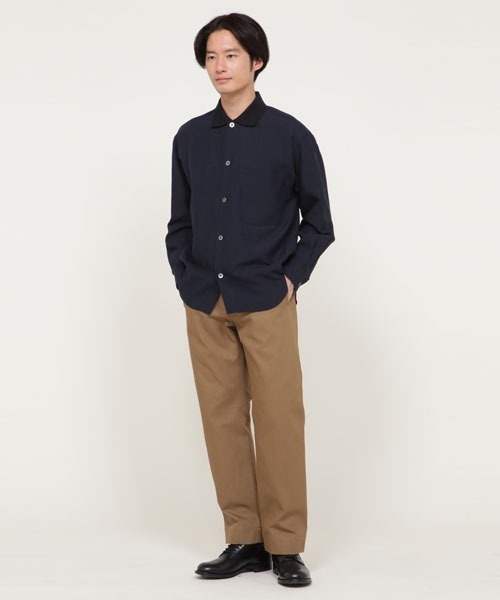 Margaret Howell シャーティングリネン 長袖シャツ（ネイビー） SHIRTING LINEN | MARGARET HOWELL（マーガレット・ハウエル