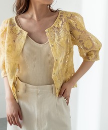 半袖パワショルオーガンジーブラウス