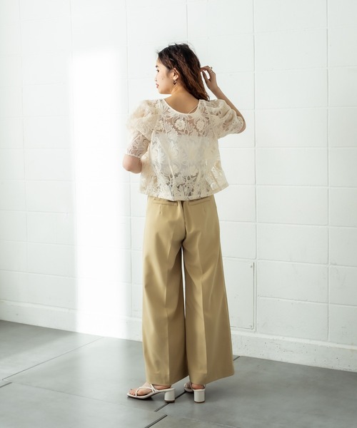 mystic（ミスティック）の「半袖パワショルオーガンジーブラウス（シャツ/ブラウス・レディース・アイボリー/イエロー/ベージュ・FREE）」の13枚目の写真