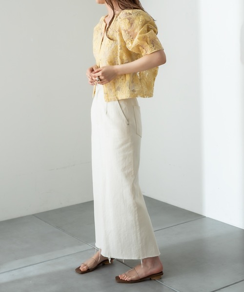 mystic（ミスティック）の「半袖パワショルオーガンジーブラウス（シャツ/ブラウス・レディース・アイボリー/イエロー/ベージュ・FREE）」の16枚目の写真