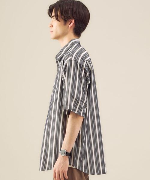 green label relaxing（グリーンレーベルリラクシング）の「OLT CM キュプラエステル ストライプ ジャストルーズ 半袖 シャツ（シャツ/ブラウス・メンズ・ホワイト/ネイビー/ライトブルー・MEDIUM/LARGE/SMALL）」の10枚目の写真