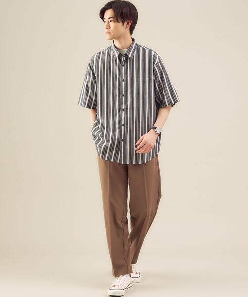 green label relaxing（グリーンレーベルリラクシング）の「OLT CM キュプラエステル ストライプ ジャストルーズ 半袖 シャツ（シャツ/ブラウス・メンズ・ホワイト/ネイビー/ライトブルー・MEDIUM/LARGE/SMALL）」の7枚目の写真