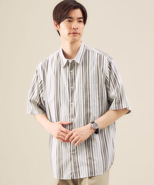 green label relaxing（グリーンレーベルリラクシング）の「OLT CM キュプラエステル ストライプ ジャストルーズ 半袖 シャツ（シャツ/ブラウス・メンズ・ホワイト/ネイビー/ライトブルー・MEDIUM/LARGE/SMALL）」の13枚目の写真